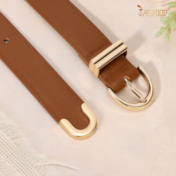 Women Leather Belt For Jeans Pants Fashion Gold Buckle Ladies Waist Belt🥰 - Picture 2 of 4